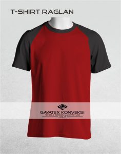 Desain T-Shirt Raglan Merah Marun