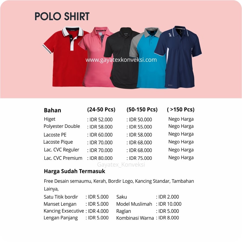Price-List-Gayatex-Konveksi-Polo-Shirt-Kaos-Kerah-Daftar-Harga-Gayatex-Konveksi