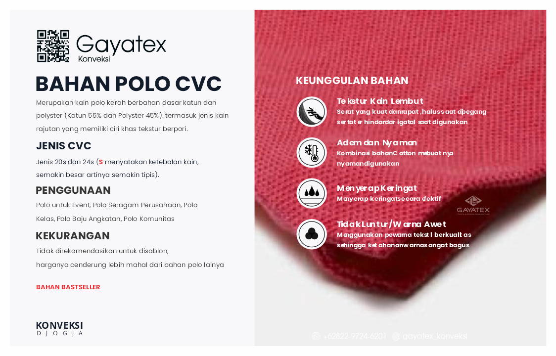 Jenis Bahan Kaos Polo CVC
