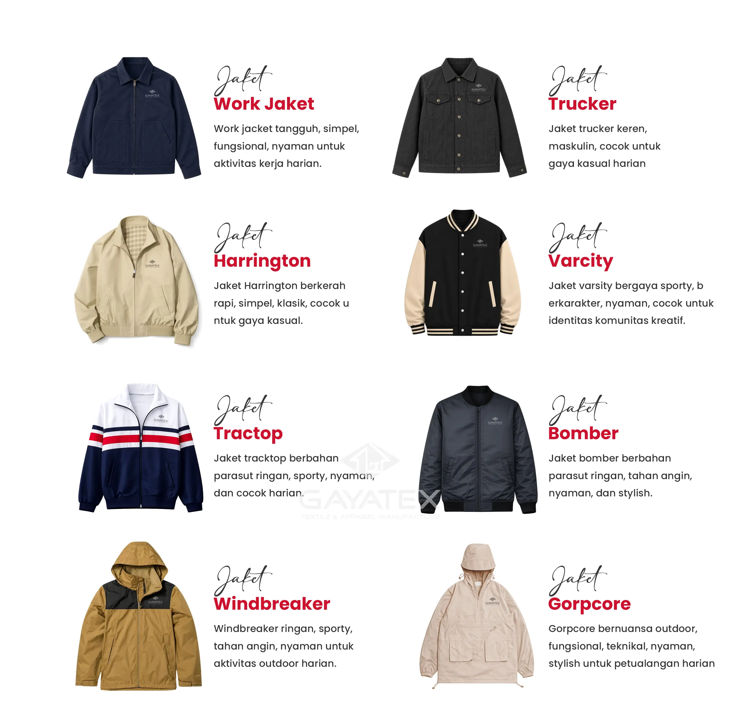 Model Jaket Gayatex Konveksi